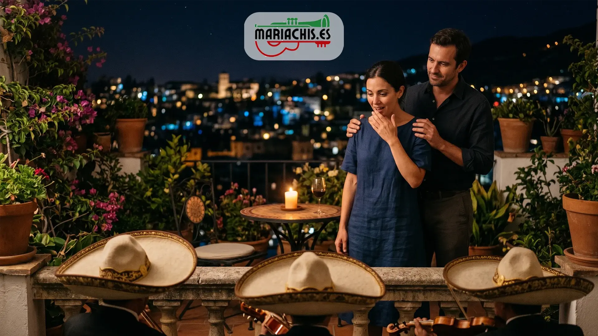 Pareja recibiendo una serenata con una canción elegida específicamente para ellos en el momento exacto