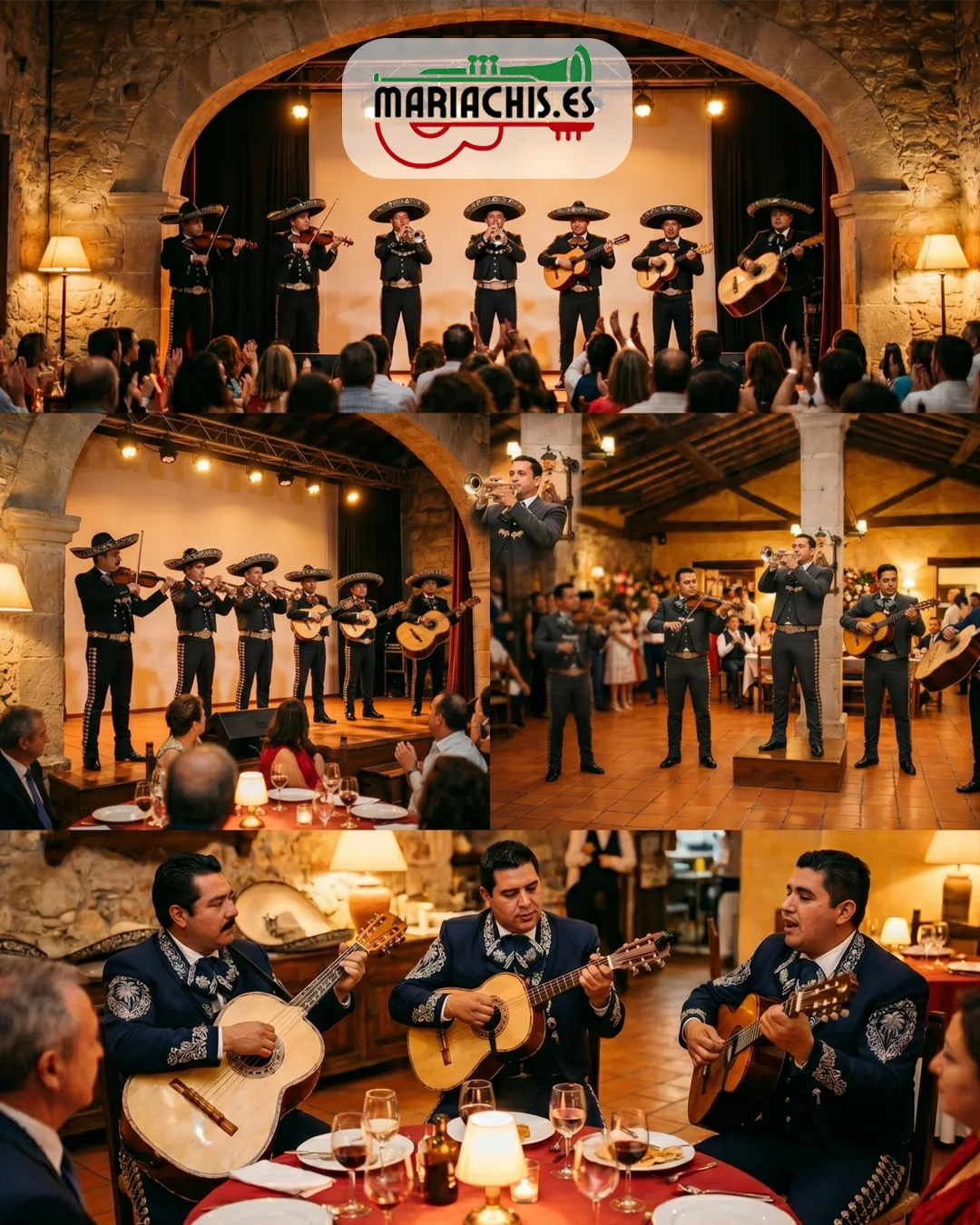 Comparativa visual de un trío, cuarteto y grupo completo de mariachis para entender los rangos de precio en España